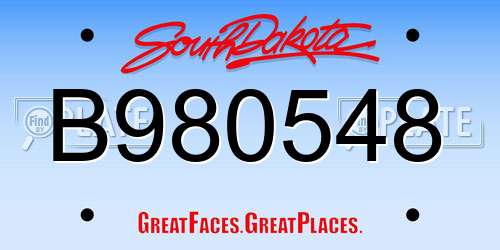 B980548 South Dakota License Plate