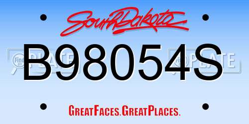B98054S South Dakota License Plate