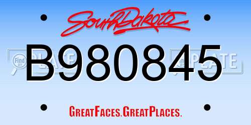B980845 South Dakota License Plate