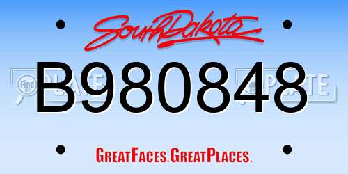 B980848 South Dakota License Plate
