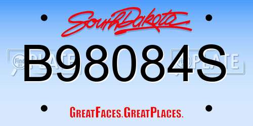 B98084S South Dakota License Plate