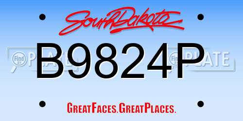 B9824P South Dakota License Plate