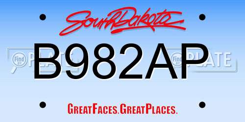 B982AP South Dakota License Plate