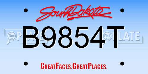 B9854T South Dakota License Plate