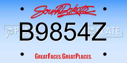 B9854Z South Dakota License Plate