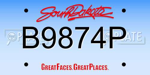B9874P South Dakota License Plate