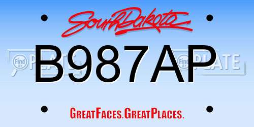B987AP South Dakota License Plate