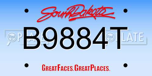 B9884T South Dakota License Plate