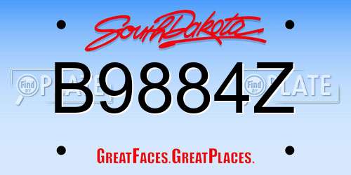 B9884Z South Dakota License Plate