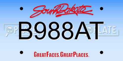 B988AT South Dakota License Plate