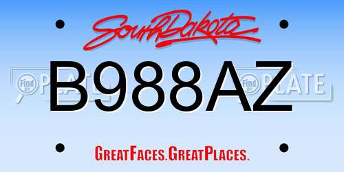 B988AZ South Dakota License Plate