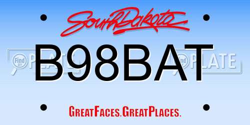 B98BAT South Dakota License Plate