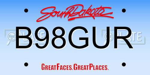 B98GUR South Dakota License Plate