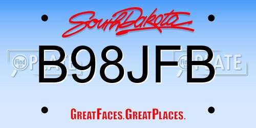 B98JFB South Dakota License Plate