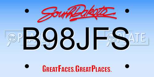 B98JFS South Dakota License Plate