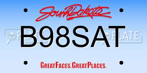 B98SAT South Dakota License Plate