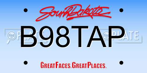 B98TAP South Dakota License Plate