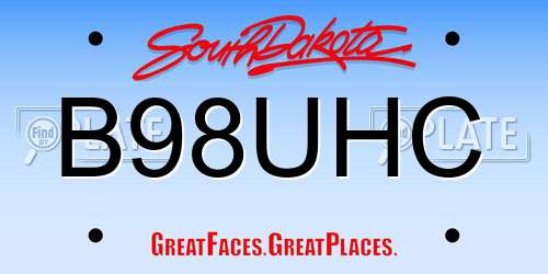 B98UHC South Dakota License Plate