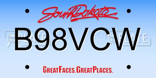 B98VCW South Dakota License Plate