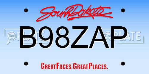 B98ZAP South Dakota License Plate