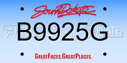 B9925G South Dakota License Plate