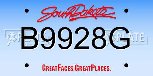 B9928G South Dakota License Plate