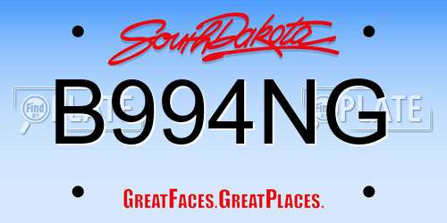 B994NG South Dakota License Plate