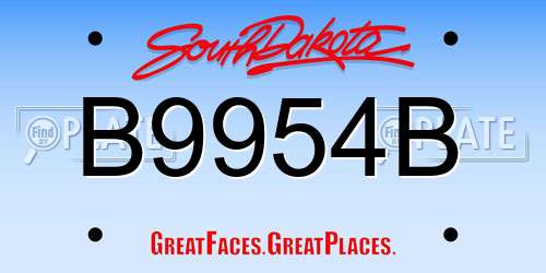 B9954B South Dakota License Plate