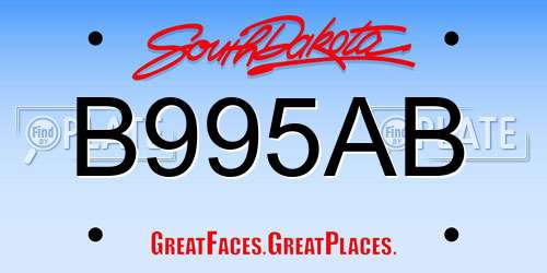 B995AB South Dakota License Plate