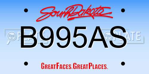 B995AS South Dakota License Plate