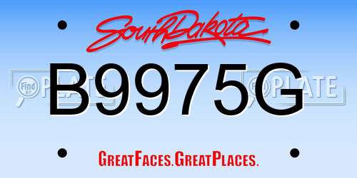 B9975G South Dakota License Plate