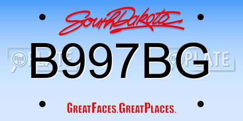 B997BG South Dakota License Plate