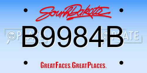 B9984B South Dakota License Plate