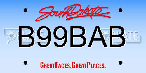 B99BAB South Dakota License Plate