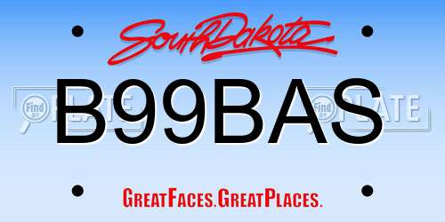 B99BAS South Dakota License Plate