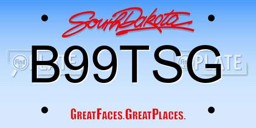 B99TSG South Dakota License Plate
