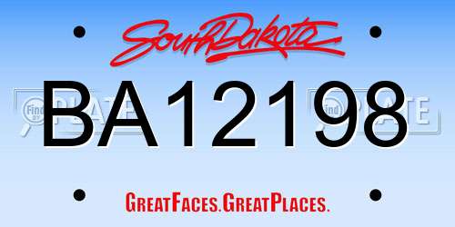 BA12198 South Dakota License Plate