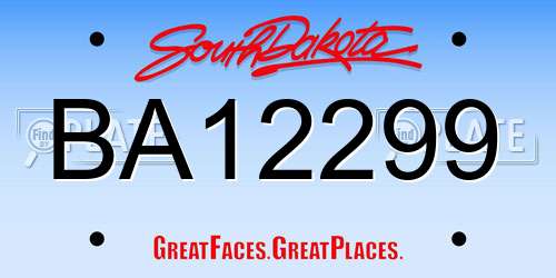 BA12299 South Dakota License Plate