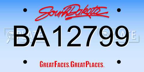 BA12799 South Dakota License Plate