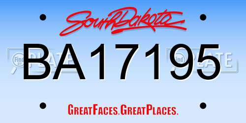 BA17195 South Dakota License Plate