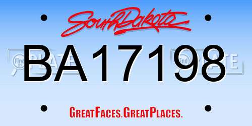 BA17198 South Dakota License Plate