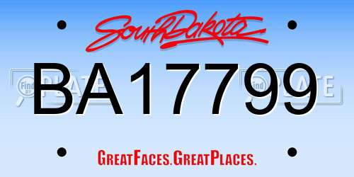 BA17799 South Dakota License Plate