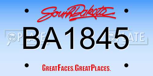 BA1845 South Dakota License Plate
