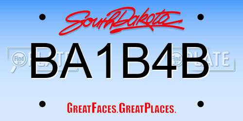 BA1B4B South Dakota License Plate