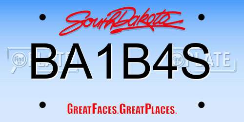 BA1B4S South Dakota License Plate