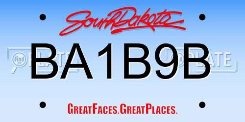 BA1B9B South Dakota License Plate