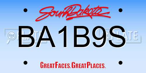 BA1B9S South Dakota License Plate