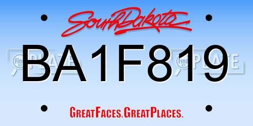 BA1F819 South Dakota License Plate