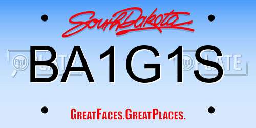BA1G1S South Dakota License Plate
