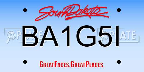 BA1G5I South Dakota License Plate